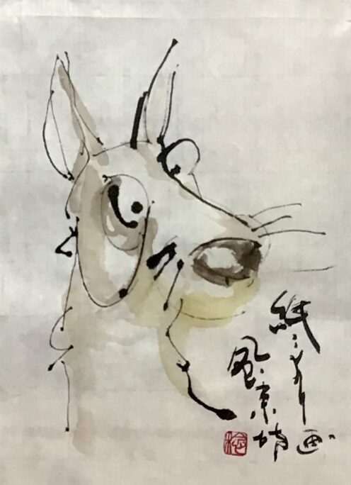 最初に描いた犬